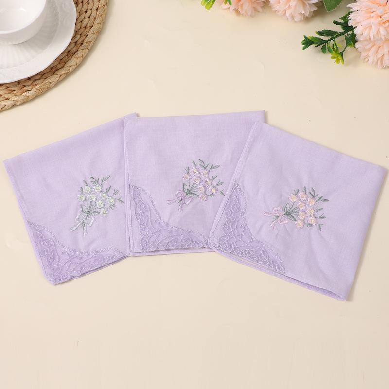 Luxuriöses 60er-Pack Damen-Taschentücher aus reiner Baumwolle mit Schmetterlingsspitzenstickerei