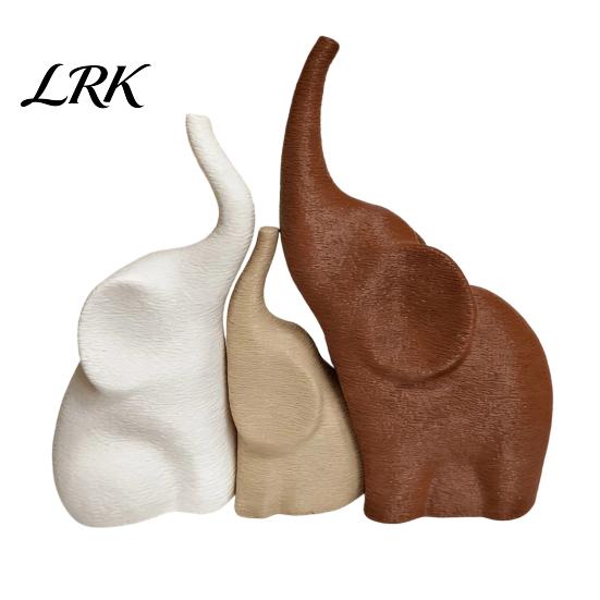Decorative Sculptures for Bar Cabinets 3Pcs/Set Elephant Family Statues, Cute Parents Kid Ornament, Modern Good Table Centerpieces Luck Living