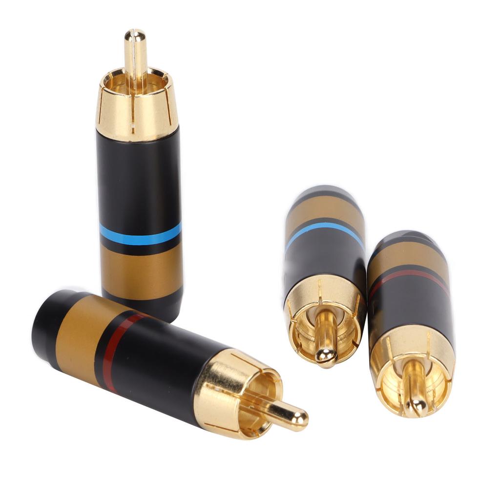Preffair 4PCS RCA Lotus Plug Gold Plated Brass Wear Resistant RCA Plug with Carbon Fiber Shell R1759