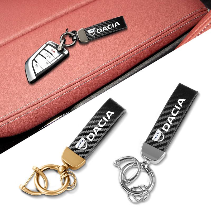 Carbon Fiber Texture Car Logo Key Chain Ring Auto Keychain For Dacia Sandero Stepway Dokker Lodgy Jogger MCV Duster Logan Spring