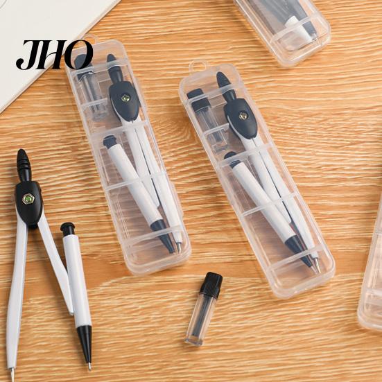 Office Drawing Tool 2-in-1 Metal Compass Set with Automatic Pencil Geometry for Smooth Circle Students Precise Portable Storage Box Math Art