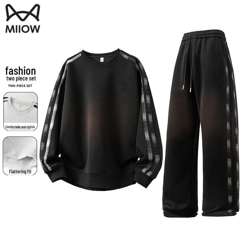 

MiiOW Men s Round Neck Casual Sports Two-Piece Set L