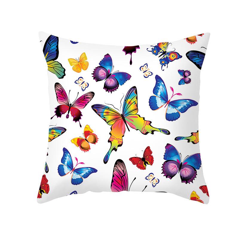 Colorful Butterfly Series Sofa Pillow Cover Nordic Peach Skin Print Office Cushion Pillow Cover Home