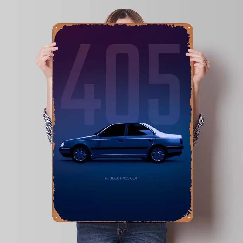 Peugeot Blechschild Autos Poster Retro Metallschild Plakette für Garagenwandkunst Dekoration Dekoration Wohnzimmer Heimdekorationen