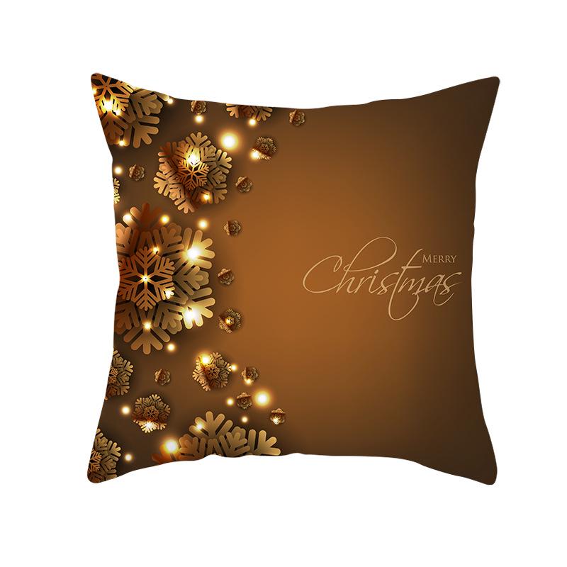 Golden Christmas Peach Velvet Cushion Cover New Digital Printed Square Cushion Cover Cushion Cover
