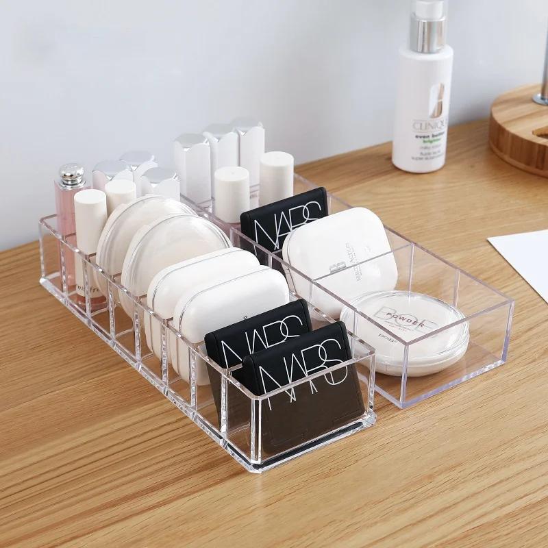 Transparent Acrylic Cosmetics Storage Box Makeup Holder Jewelry Make Up Organizer for Home Plastic Desk Organizers Storage Boxes