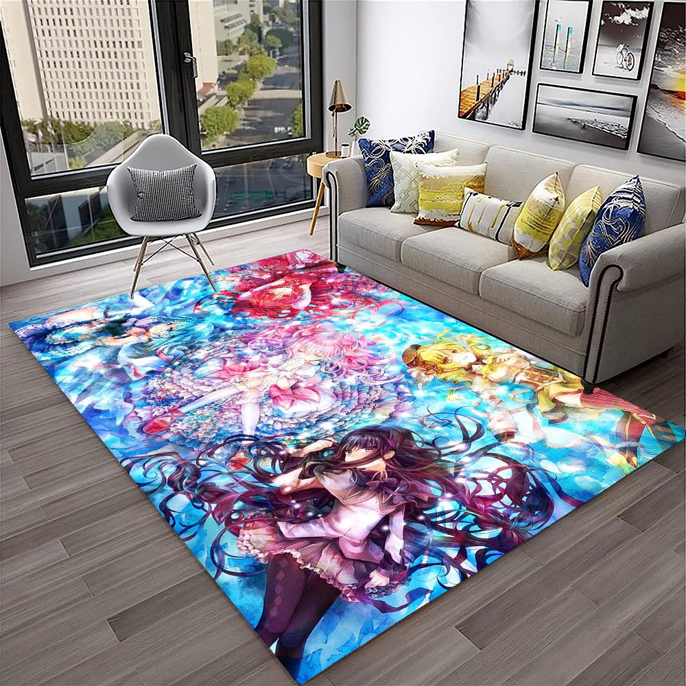 3D Cartoon Puella Magi Madoka Magica Carpet Rug for Home Living Room Bedroom Sofa Doormat Decor,kids Area Rug Non-slip Floor Mat