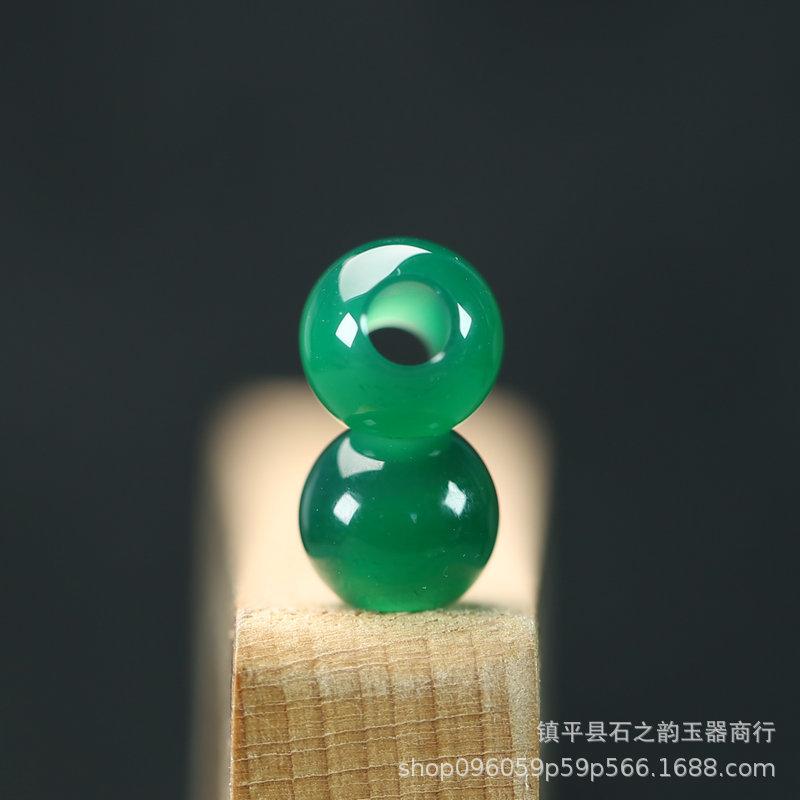 Natural Green Agate Jade Beads (6-12mm) for DIY Bracelets - Large Hole, Ruyi Pass Design, Thick Thread Jewelry Accessories
