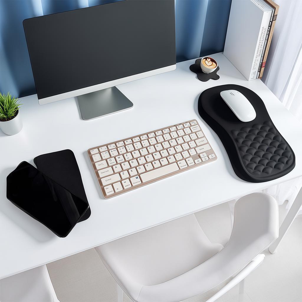 3pc Ergonomic Wrist Rest Mouse Pad Comfortable Wrist Support Non Slip High Elastic Memory Cotton Mousepad For PC Laptop Computer