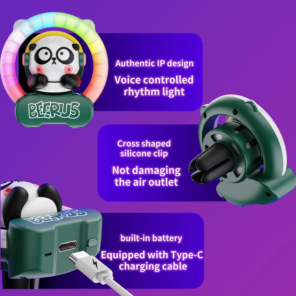 Car Music Rhythm LED Aromatherapy Cute Animal Air Freshener Magnetic Mount