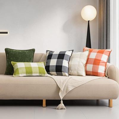 Plaid Pillow Case, Simple Living Room Sofa Pillow Case, No Filling