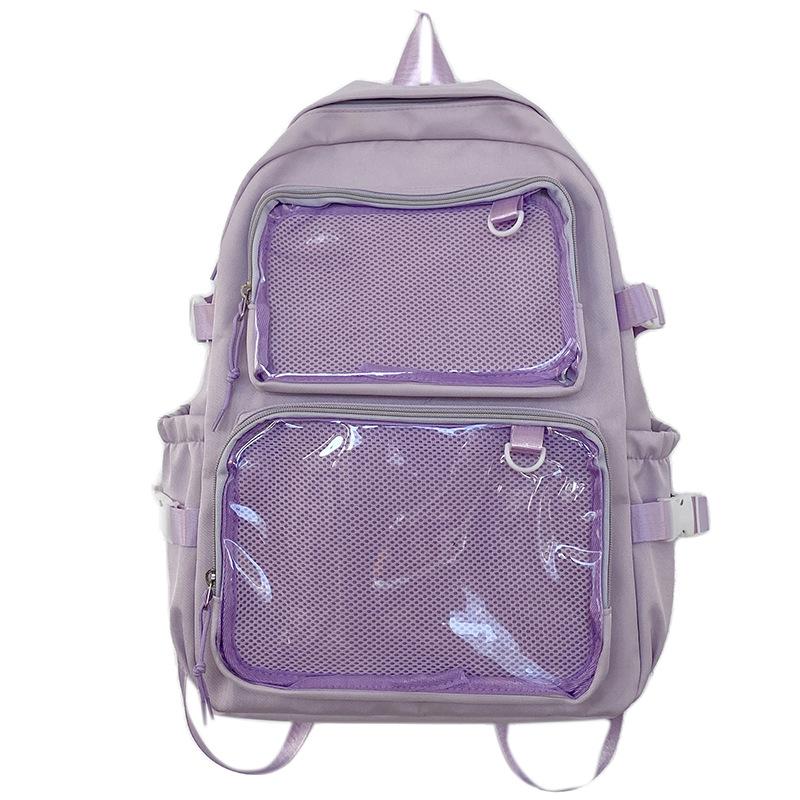 Japanese ins transparent badge pain bag backpack women's two-dimensional comic exhibition jk schoolbag student girl backpack