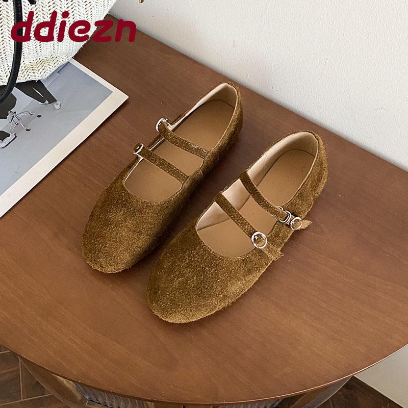 Fashion Fashion Buckle Strap Women Flats Mary Janes Shoes Casual Female Shallow Footwear Round Toe Ladies Flats With Shoes