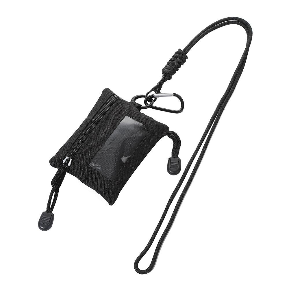 

Tactical Coin Purse with Lanyard Mini Wallet Pouch Key Card Carrier Holder Waterproof Oxford Travel Waist Bag for Hiking Hunting чёрный