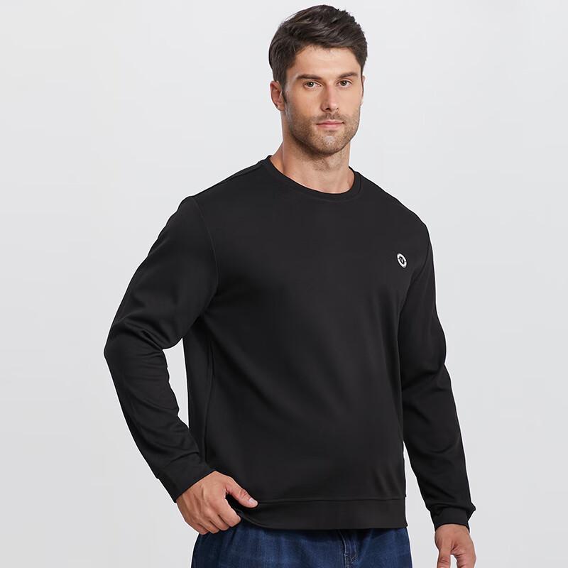 Dibenze Men's Plus Size Solid Long-Sleeve Crewneck Sweatshirt