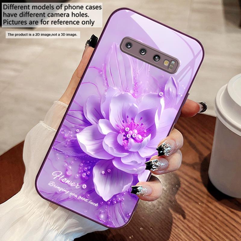 Blooming Blue Flowers For Samsung S25 S25 Edge S25Ultra S8 9 S10 20 U Ltra S21 Pro 22 Plus S23 FE S24 Ultra Glass Phone Case