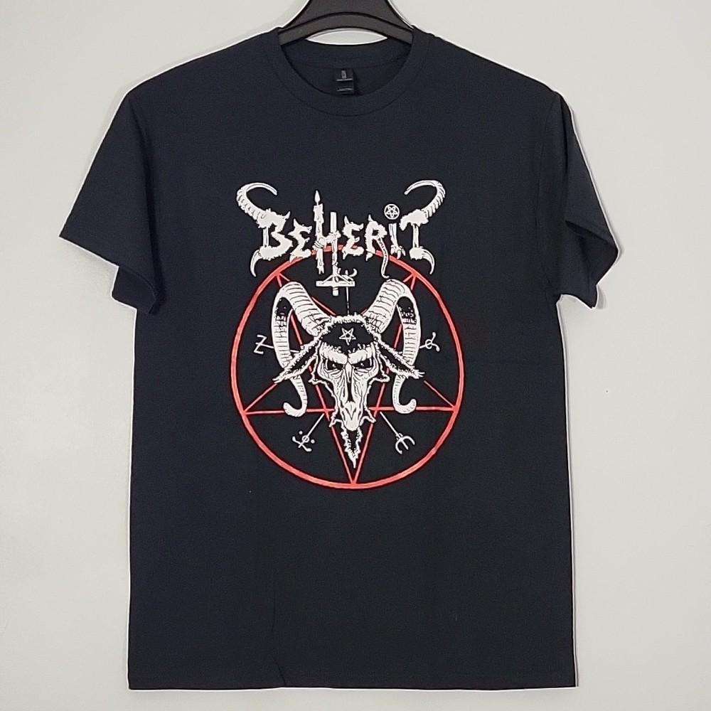 BEHERIT Dawn of Satan039s Millennium L LARGE T-Shirt Black Mens Band Logo Unisex T-Shirt L