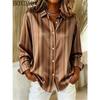 Women's Summer Button Up Blouse with Multi Colored Striped Print Lapel Women's Shirt Long