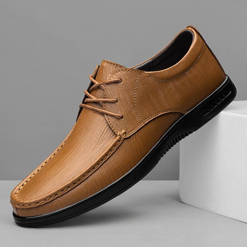 Fashion Brand Fashion New Men Top Layer Cowhide Lace Up Casual Leather Shoes High-quality Outdoor Casual Soft Soled Sports Leather Shoes