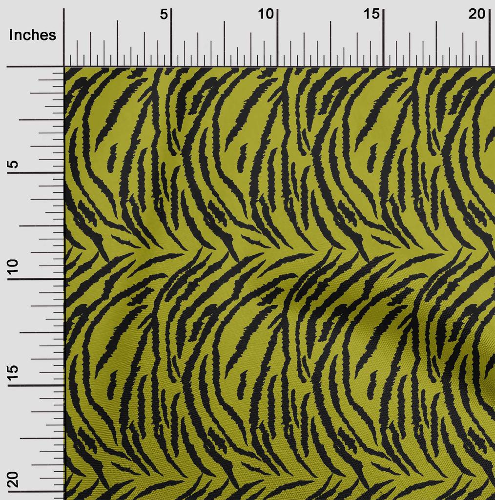 oneOone Cotton Flex Lime Green Fabric Tiger Animal Skin Sewing Fabric By The Yard Printed Diy Clothing Sewing Supplies 40 Inch