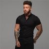 Muscleguys Summer Men's Short Sleeve Shirt Korean Slim Mature Handsome Business Casual Solid Color Versatile Trend Tops