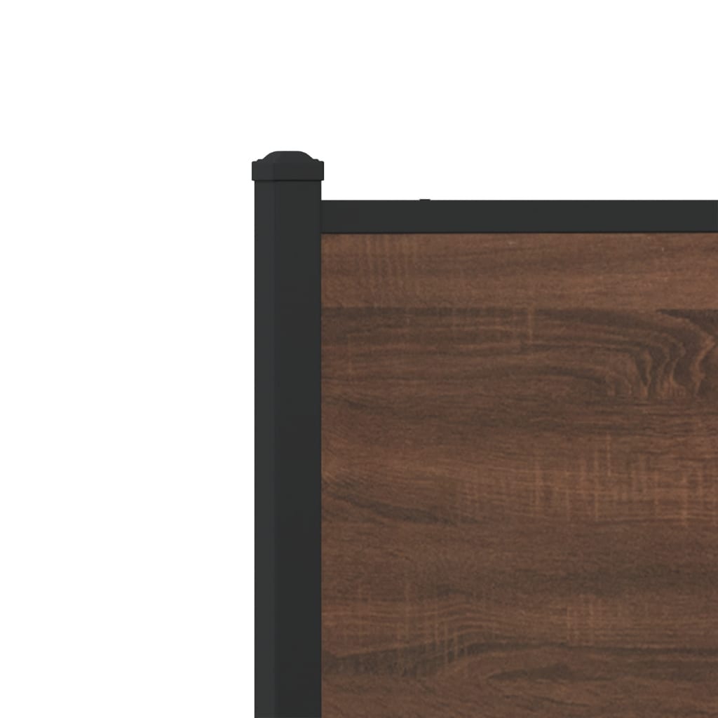 Metal Bed Frame Without Mattress Brown Oak Effect 200x200 Cm