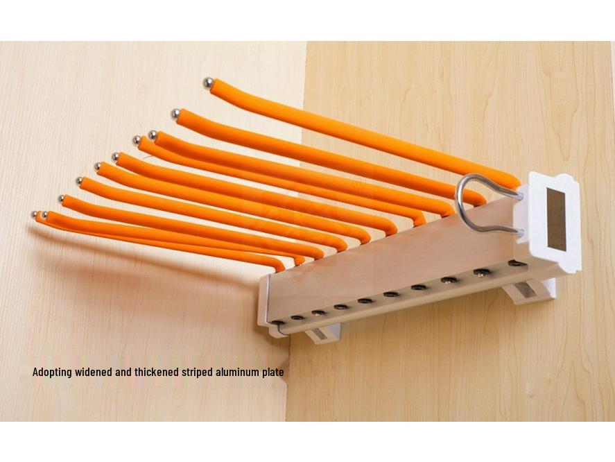 Side-Mounted Pull-Out Telescopic Trouser Rack with 10 Rods for Walk-In Closets