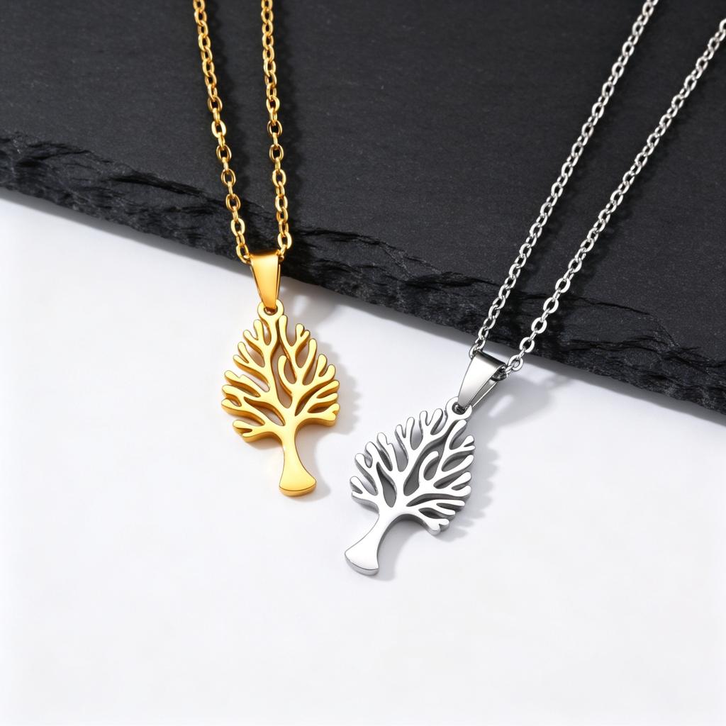 Tree of Life Necklace for Men,Waterproof Stainless Steel Family Tree Pendant Necklace,Jewelry Gift for Dad Him