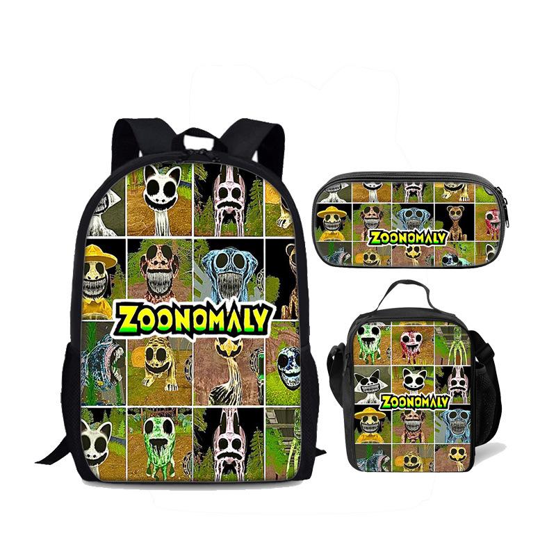 Beliebte jugendliche Neuheit Zoonomaly 3D-Druck 3 Stück/Set Studenten-Reisetaschen Laptop-Tagesrucksack Rucksack Brottasche Federmäppchen