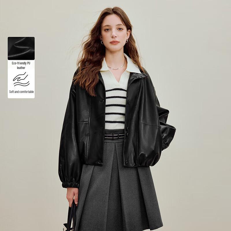 

Женская короткая куртка из искусственной кожи с воротником-стойкой INMAN L