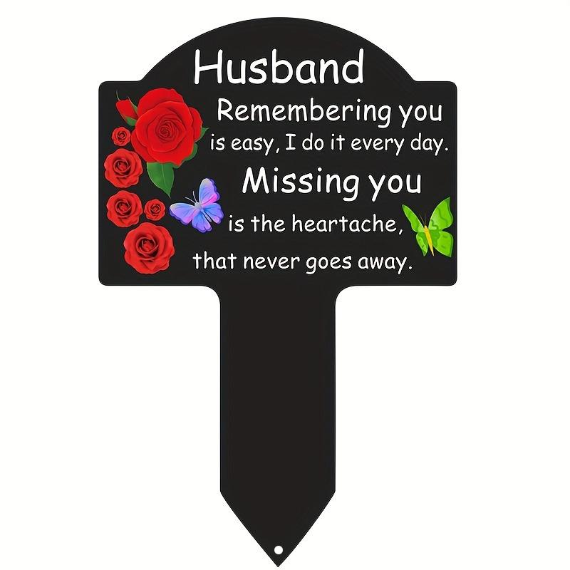 1pc Garden Memorial Stake for Mom/Dad/Brother/Mom and Dad/Husband/Wife and Other Relatives, Flower Butterfly Theme for Cemetery