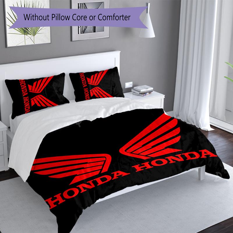 3pcs Honda Logo pattern bedding set duvet cover set includes duvet cover &pillowcases, perfect all season bedroom decoration & gift