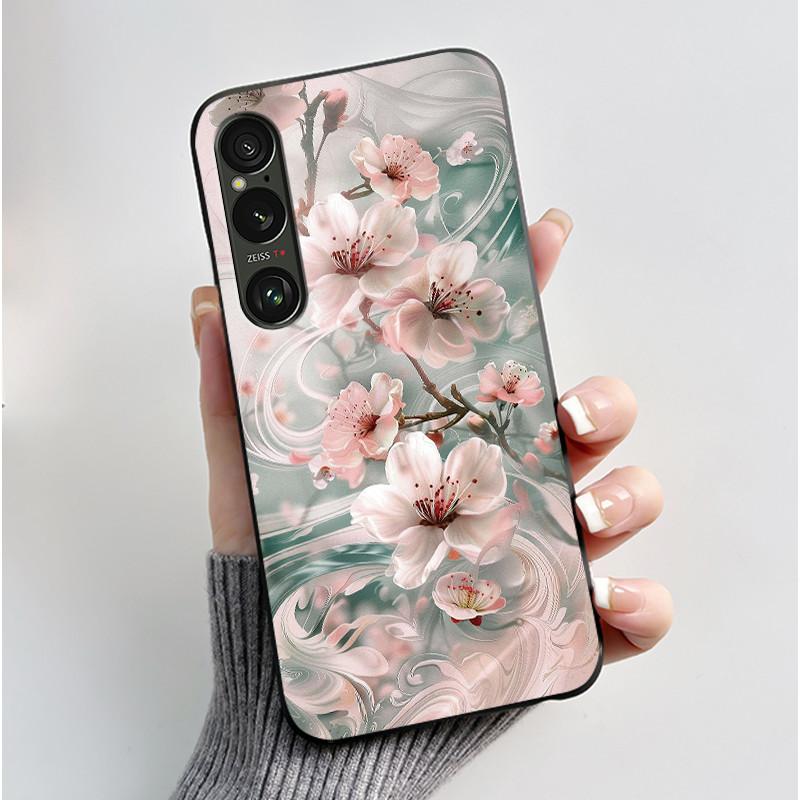 For Sony Xperia 1 VI VII Case Aesthetic Cute Cat Astronaut Soft Silicone Black TPU Back Cover Slim thin Shockproof Shell Fundas