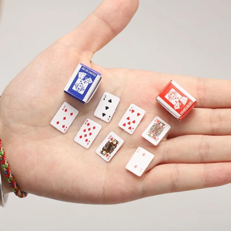 Funny Cute Mini Playing Cards Poker Games Super Small Cards Spoof Gifts Travel Toys Prank Props Dollhouse Miniature Poker Card