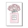 Elegant Perfume Bottle  Pink Flowers Poster Chic Beauty Fashion Canvas Art for Modern Home Living Room Wall Decor