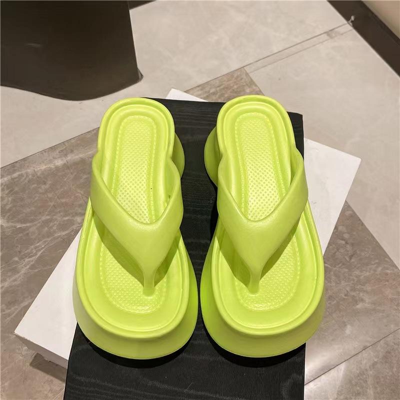 Women Fashion EVA Platform Slippers Solid Color Clip Toe Wedge Sandals Woman 2025 Summer Thick Sole Anti Slip Beach Flip Flops