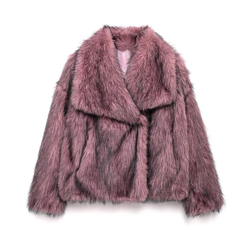 Faux Fur Coat Plush Fluffy Women's Jacket Woman Autumn Winter Outerwears White Red Gray Black Blends Coats