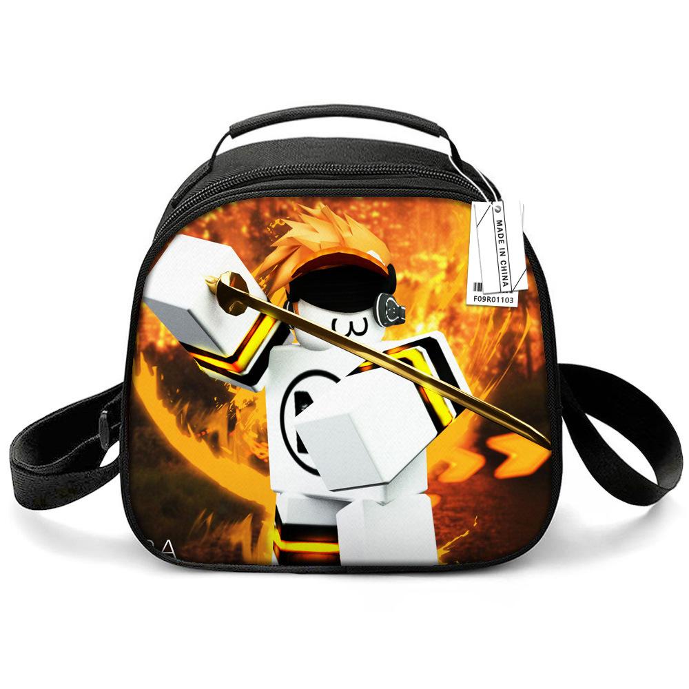 Lunch Bag Primary School Picnic Bag Round Ice Pack Rob Ross Printed Shoulder Portable Cartoon Meal Bag