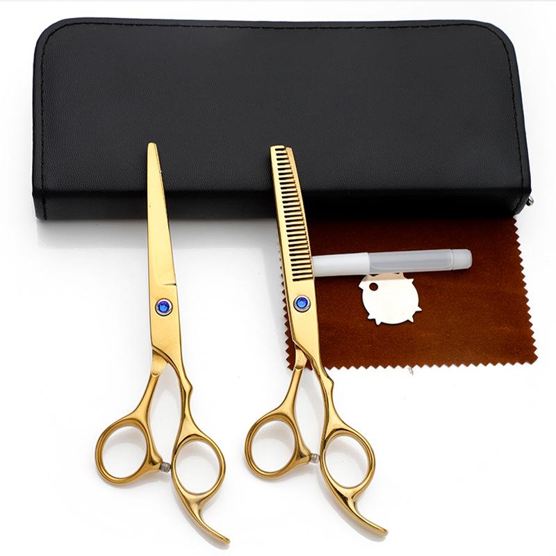 Mavi Pırlanta Profesyonel Saç Kesim Makası Seti: Eğik Sap, Düz Kesim, Kakül İncelten Makas