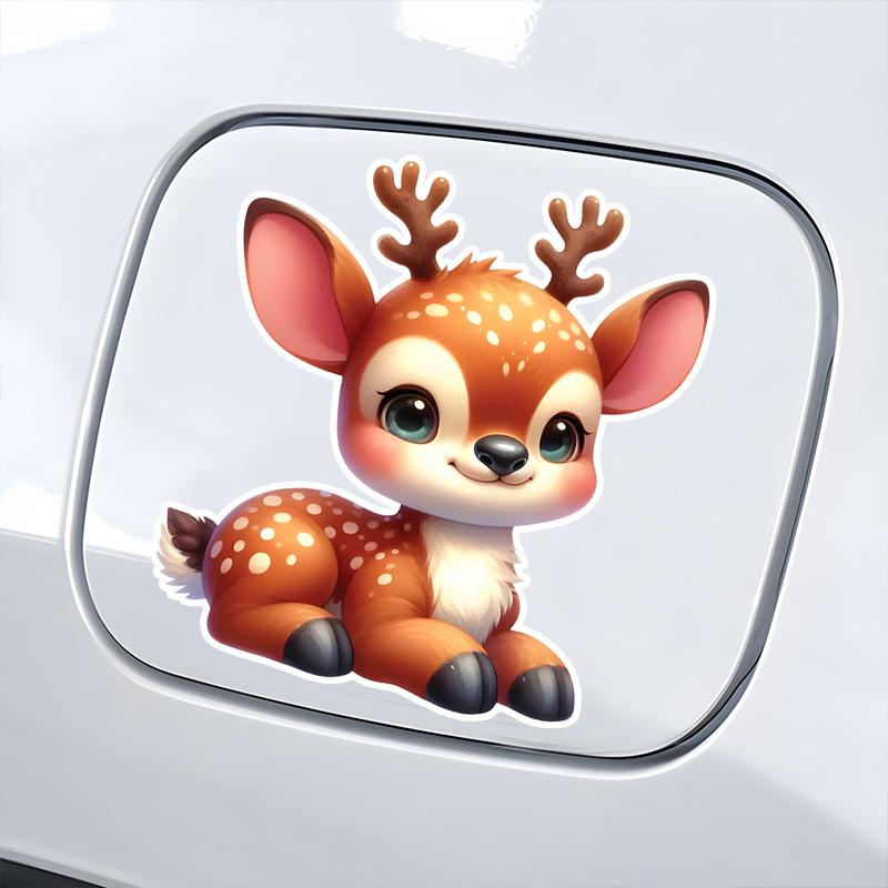 Beautiful and Cute Sika Deer Car Stickers Scratch Blocking Self-Adhesive Waterproof Decal, Used for Car, Laptop, Motorcycle, Van, RV