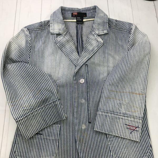 Diesel Stripe Jacket [Italy/S/White×Blue] Distressed Jacket(USED)