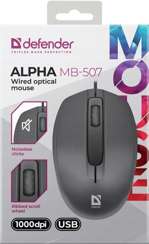 Wired Mouse Defender ALPHA MB-507 1000dpi Clickless Silent