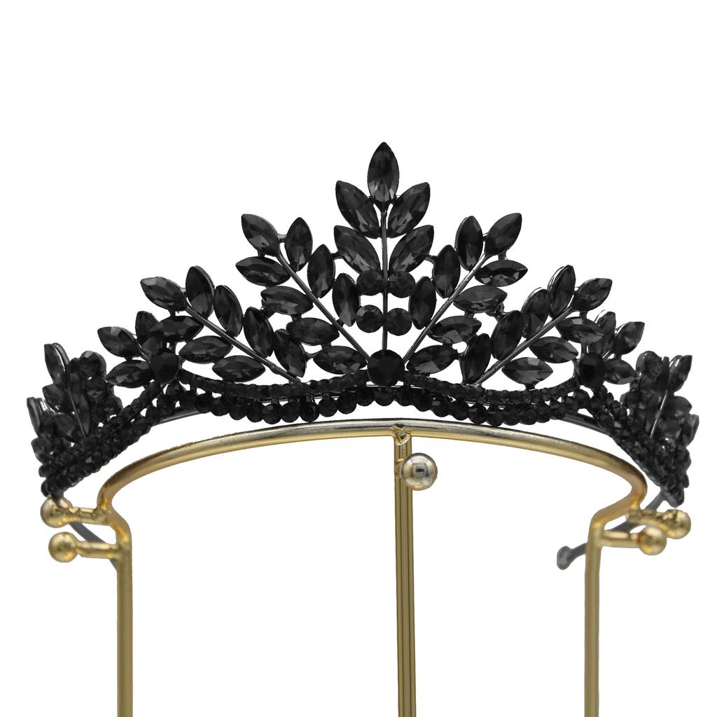 Spring Bridal Crown Headdress European and American Alloy Black Crystal Wedding Baroque Hair Accessories