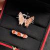 ins tide two-color butterfly feather Cupid's arrow open ring women's fashion niche design sense stacked ring
