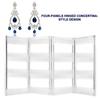Foldable 4-Panel Jewelry Holder Earrings Display Stand Ear Studs Storage Rack   (Black)
