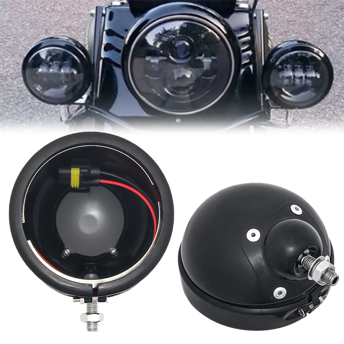 

VOSICKY Harley Davidson Motorcycle Car Universal Refurbishment 4.5 Inch LED Fog Light Shell Auxiliary Light Shell Set of 2 (Black) чёрный