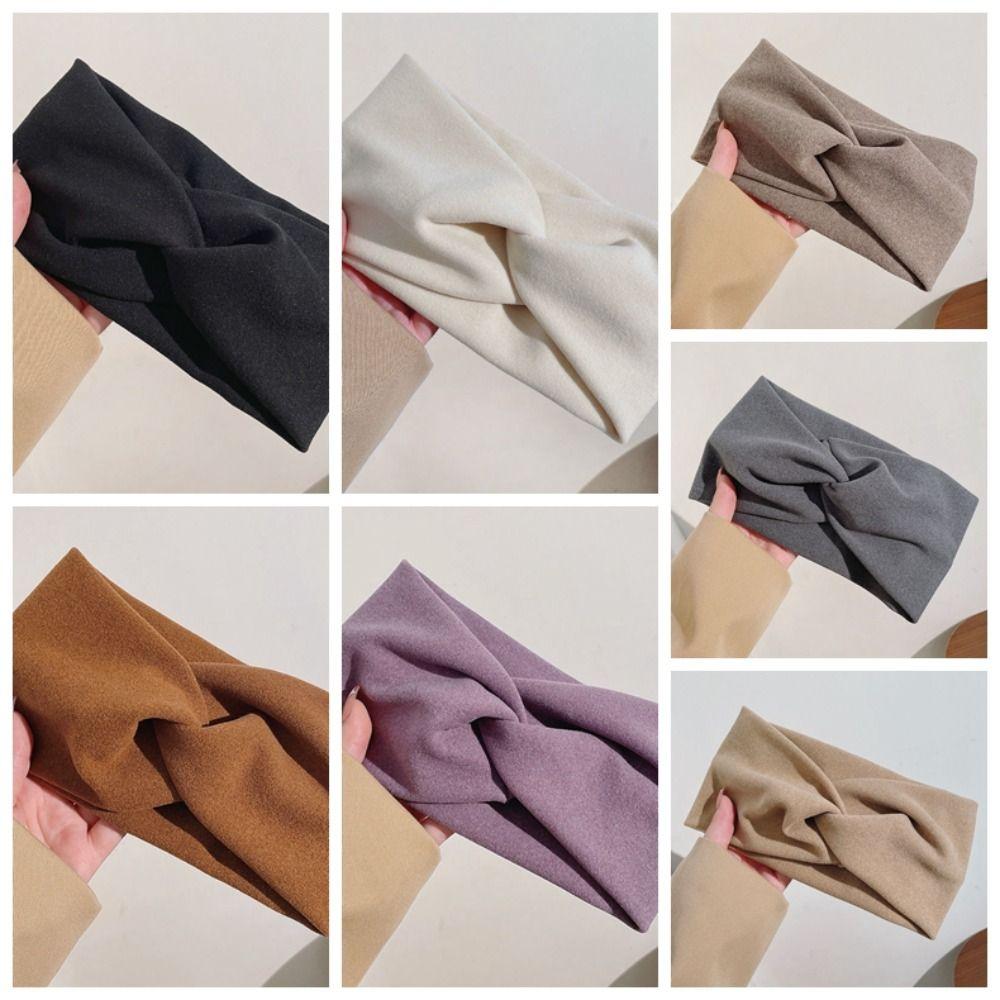 Cloth Cross Headband Solid Color Knot Knit Turbans Fashion Wide Edge Headband  Girls