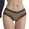 Leopard Print Contrast Lace Panties Thong Women's Underwear Erotic Cut Out Strappy Cheeky Panties Lingerie Briefs