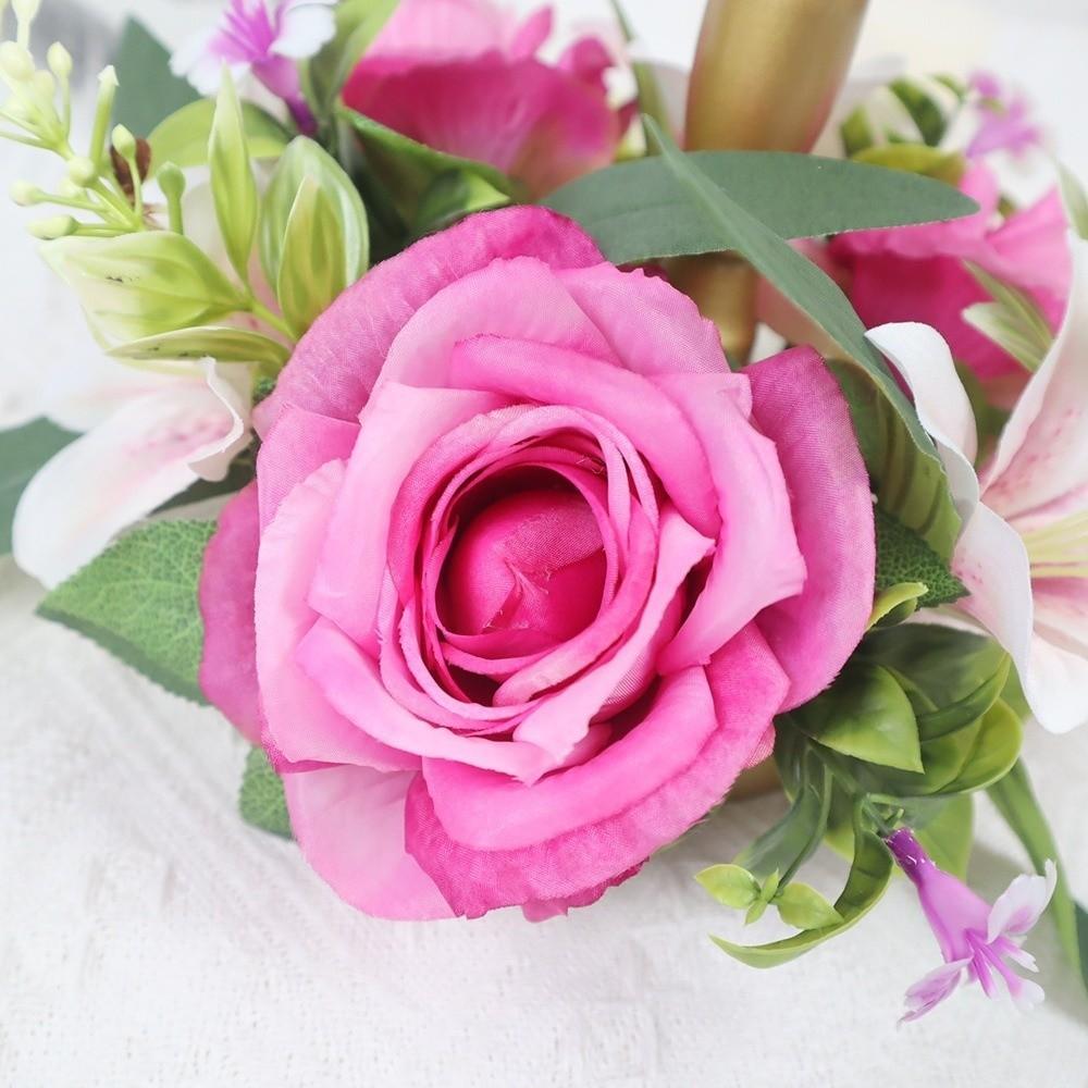 Silk Candle Ring Artificial Flowers Mini Rose Wreath New Candlestick Wreath  Dining Table Core