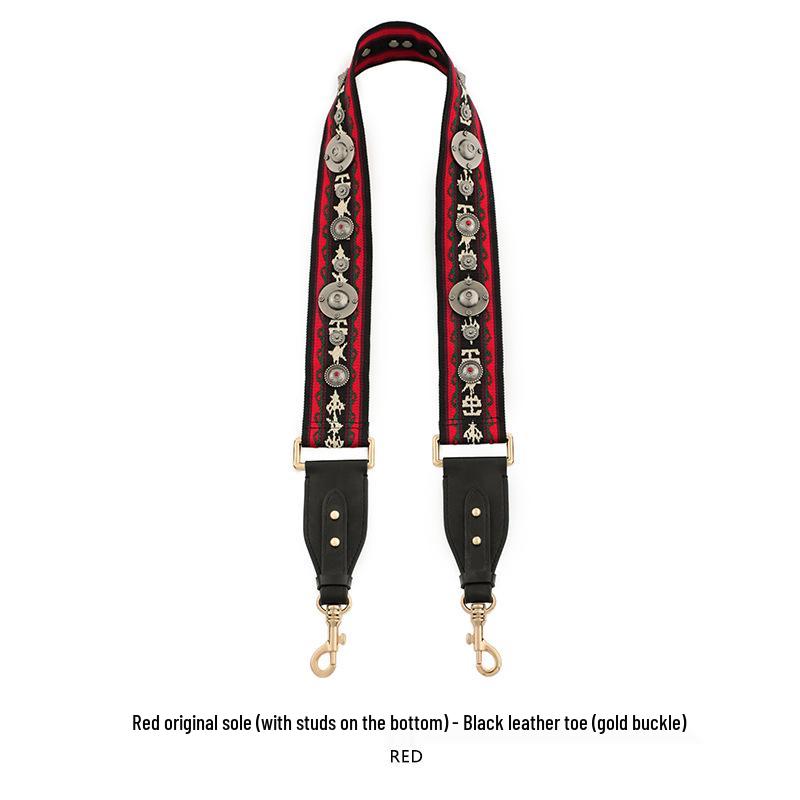 Ma Huang Shi Women's Genuine Leather Vintage Saddle Bag Strap with Rivets